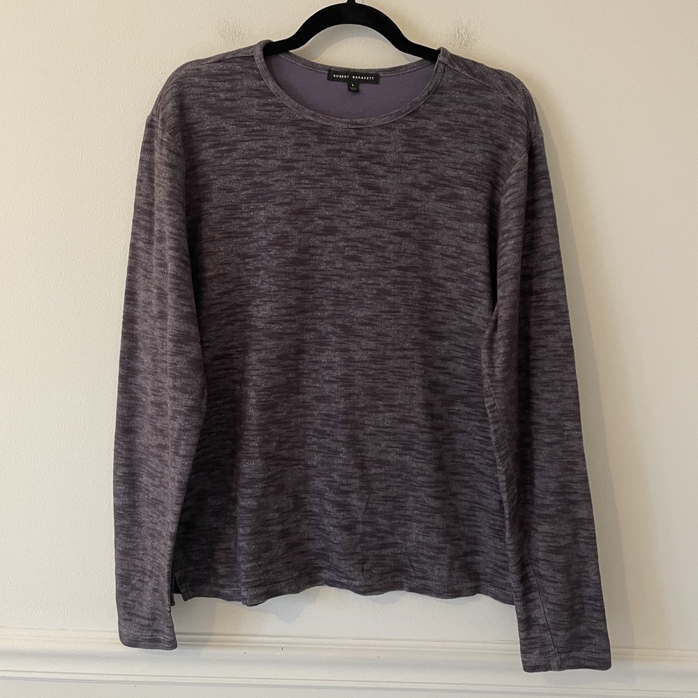 Robert Barakett Wharf Long Sleeve Crew Shirt Purple‎ Heather Size L Casual Basic